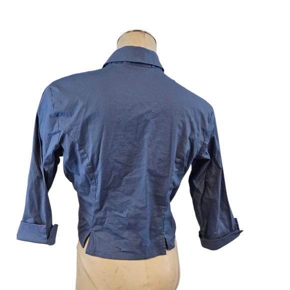 Coldwater Creek Size PL Blue Wrap Blouse - Picture 4 of 6
